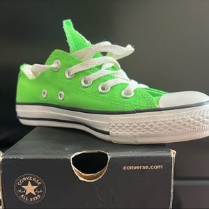 Neon green converse, size 5